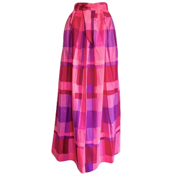 Vntg Penthouse Gallery Polished Cotton Pink Abstract Square Wrap Skirt, Size S - Picture 1 of 4